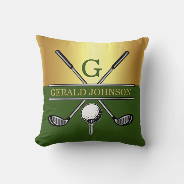 Cojín Decorativo Personalizado Elegant Golf Monograma (Anverso)