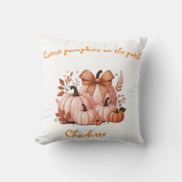 Cojín Decorativo Personalizado Elegante calabazas de caída rosa, ar