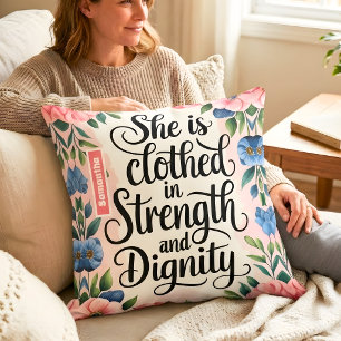 Cojín Decorativo Personalizado Ella Está Vestida de Fuerza Cristian