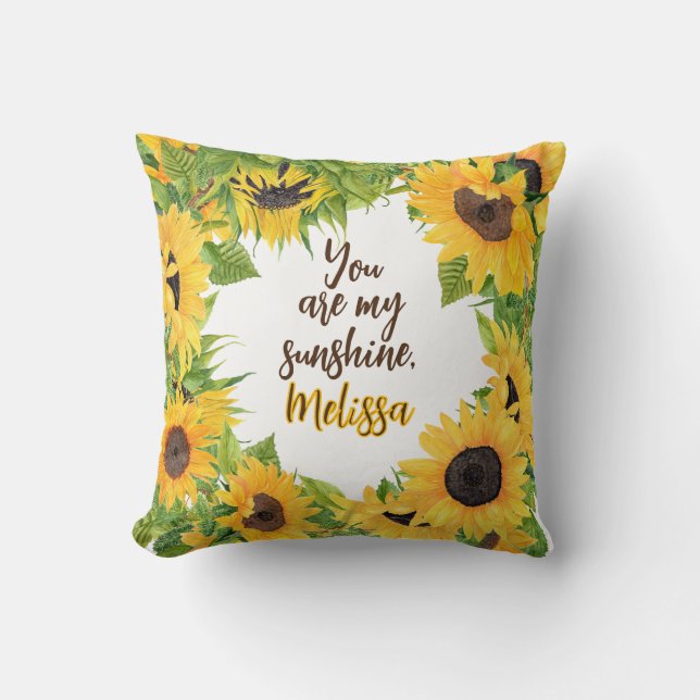 Cojín Decorativo Personalizado Eres mi Sunshine Sunflower (Anverso)