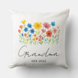 Cojín Decorativo Personalizado Est. Año - Flor silvestre de la abue