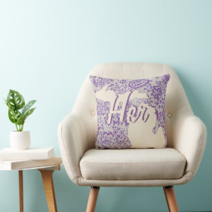 Cojín Decorativo Personalizado Estado de Michigan Morado y Gris Flo