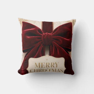 Cojín Decorativo Personalizado Estilo de Navidad de Lazo de Terciop