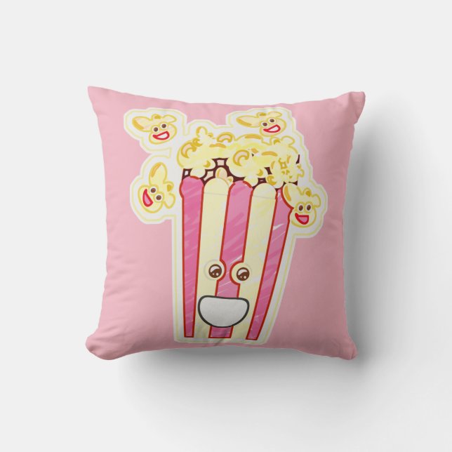 Cojín Decorativo Personalizado feliz Carácter de palomitas (Anverso)
