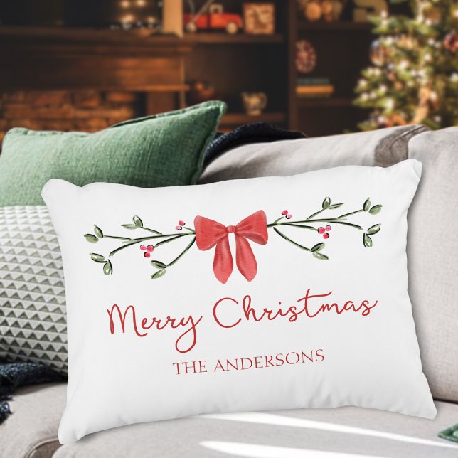Cojín Decorativo Personalizado Feliz Navidad Coquette Bow Trendy (Subido por el creador)
