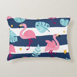 Cojín Decorativo Personalizado Flamingos: Vintage tropical de veran
