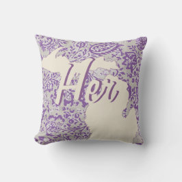Cojín Decorativo Personalizado Floral Morado y Gris del Estado de M