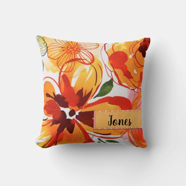 Cojín Decorativo Personalizado floral retro (Anverso)