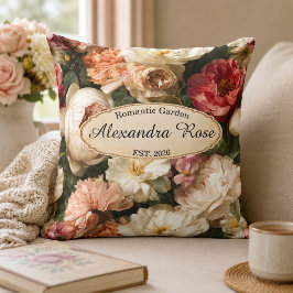 Cojín Decorativo Personalizado Floral Romántico Acuarela Peonía Ros