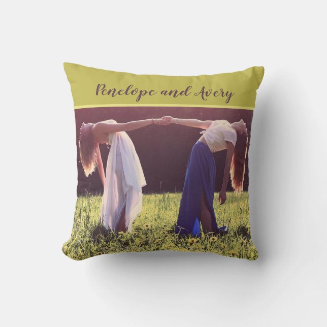 Cojín Decorativo Personalizado Foto de los mejores amigos para siem (Anverso)