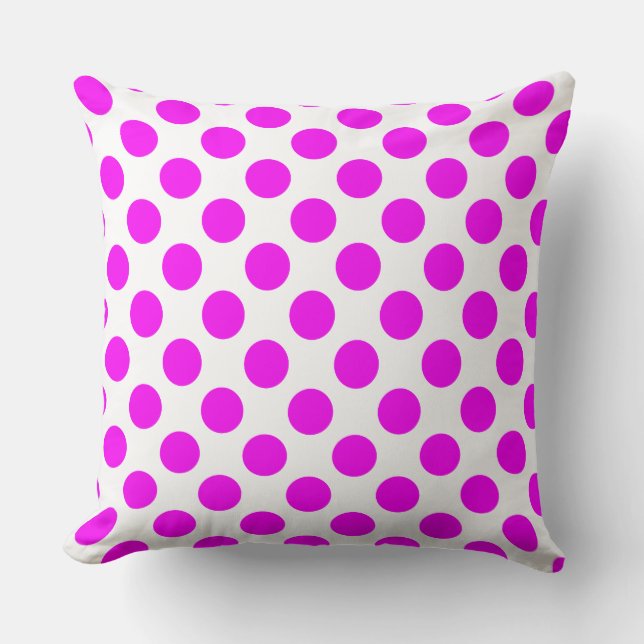 Cojín Decorativo Personalizado Fuchsia Pink Polka DotThrow Pillow (Anverso)