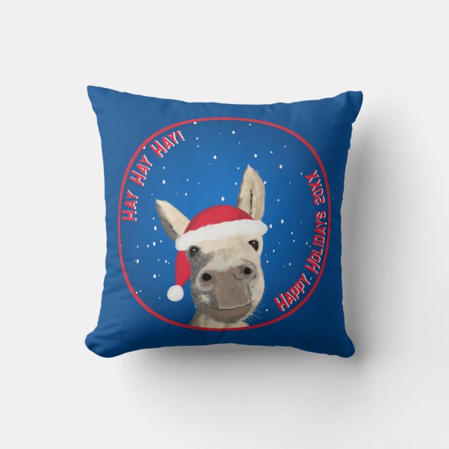 Cojín Decorativo Personalizado Funny Donkey Santa Pun 2025 (Anverso)