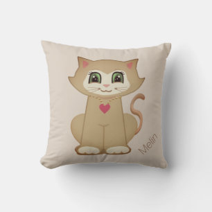 Cojín Decorativo Personalizado gatito lindo en Beige