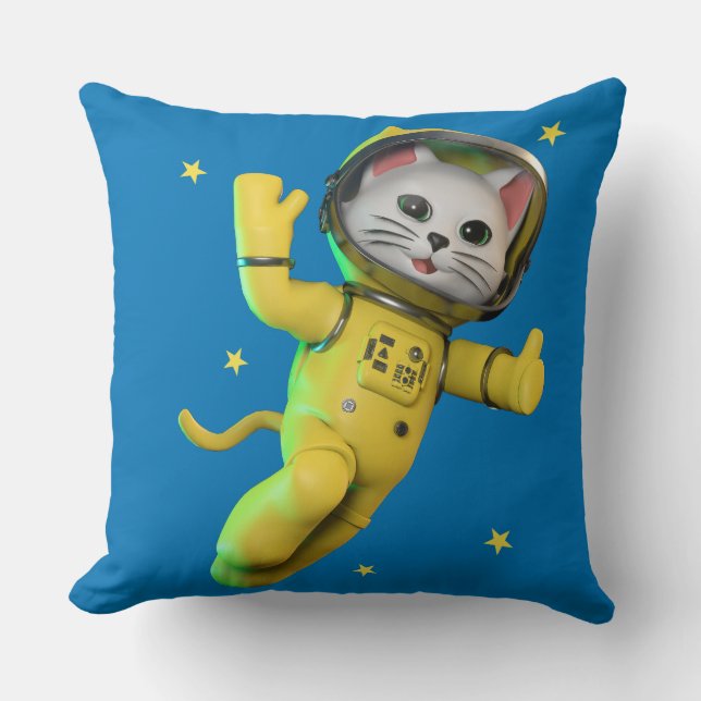 Cojín Decorativo Personalizado gato astronauta (Anverso)