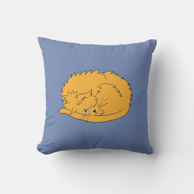 Cojín Decorativo Personalizado Ginger Cat enrollado (Anverso)