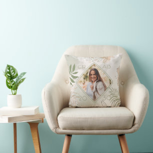 Cojín Decorativo Personalizado Graduado Foto Keepsake Floral