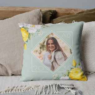 Cojín Decorativo Personalizado Graduado Foto Keepsake Floral