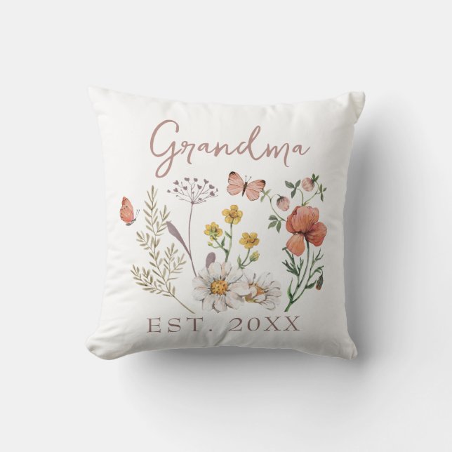 Cojín Decorativo Personalizado Grandma Wildflowers (Anverso)