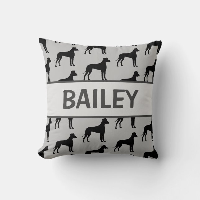 Cojín Decorativo Personalizado Great Dane Dog Silhouette (Anverso)