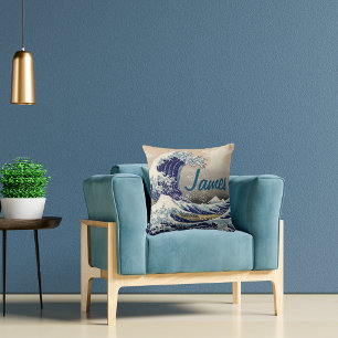 Cojín Decorativo Personalizado Great Wave arte tradicional japonés