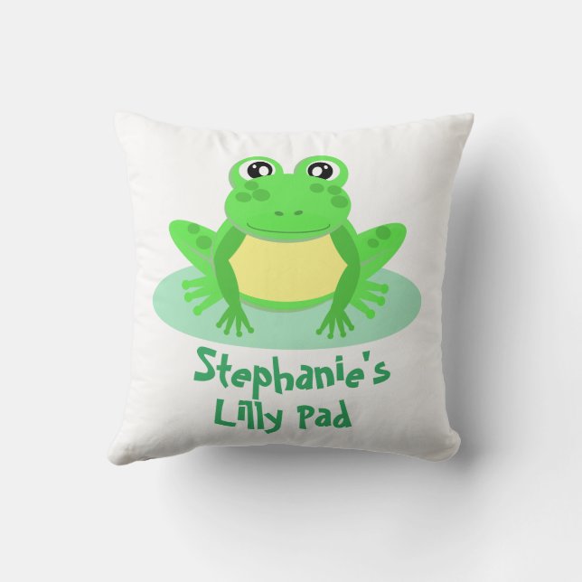 Cojín Decorativo Personalizado Green Frog Cute (Reverso)