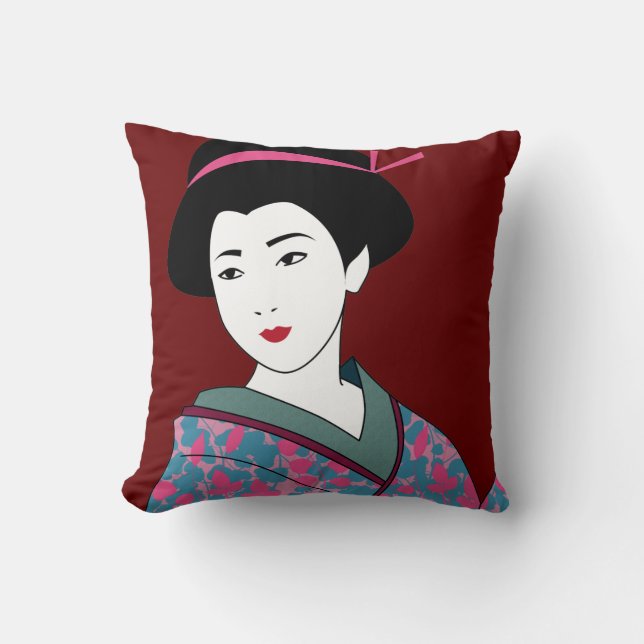 Cojín Decorativo Personalizado hermoso del geisha (Anverso)