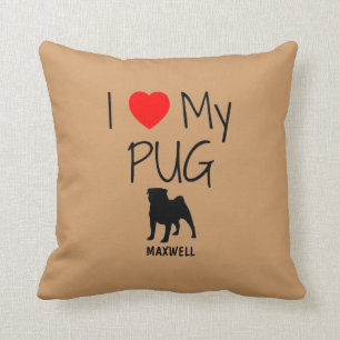 Cojín Decorativo Personalizado I Love My Pug