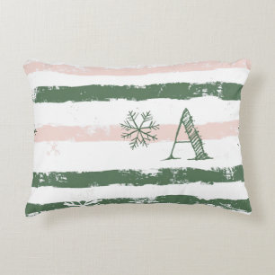Cojín Decorativo Personalizado inicial verde invierno