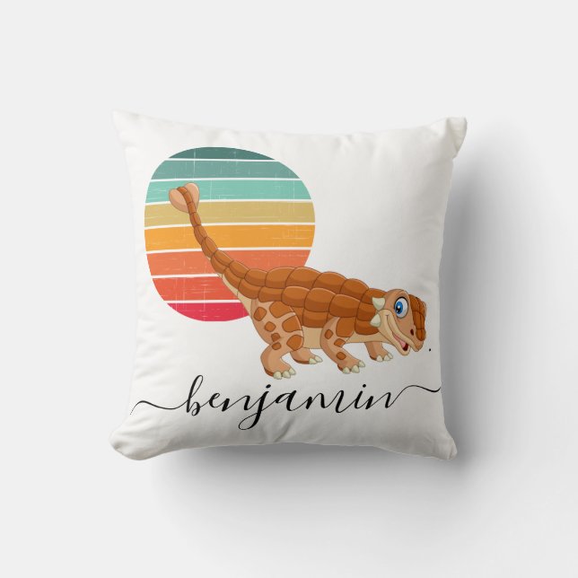 Cojín Decorativo Personalizado lindo Dosaurio personalizado (Anverso)
