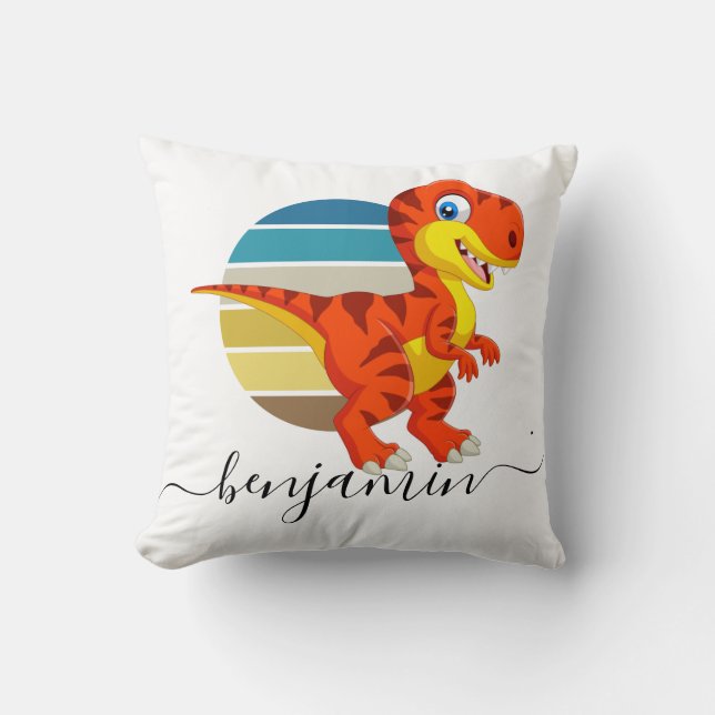 Cojín Decorativo Personalizado lindo Dosaurio personalizado (Anverso)