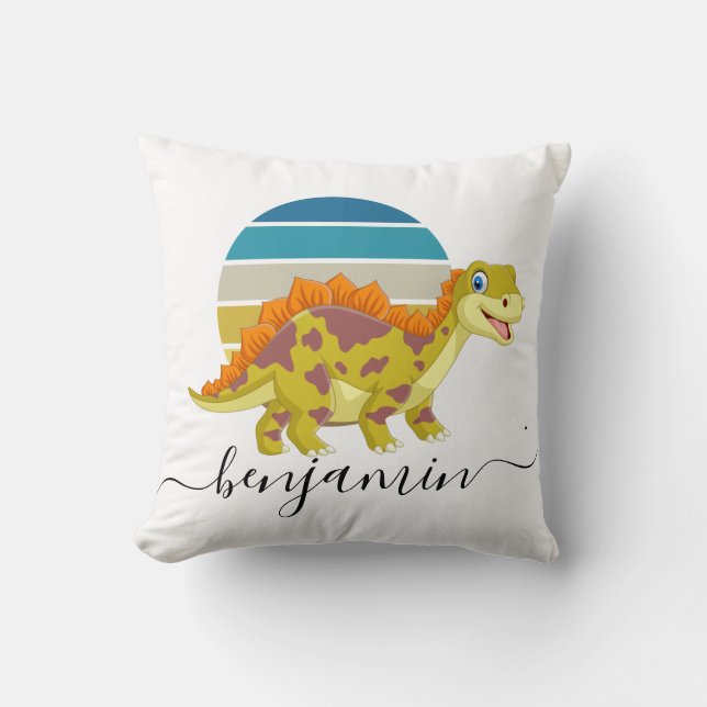 Cojín Decorativo Personalizado lindo Dosaurio personalizado (Anverso)