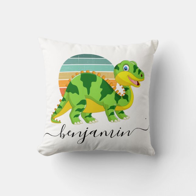 Cojín Decorativo Personalizado lindo Dosaurio personalizado (Anverso)