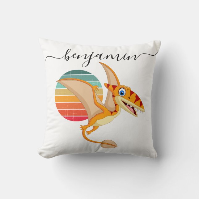 Cojín Decorativo Personalizado lindo Dosaurio personalizado ducha b (Anverso)