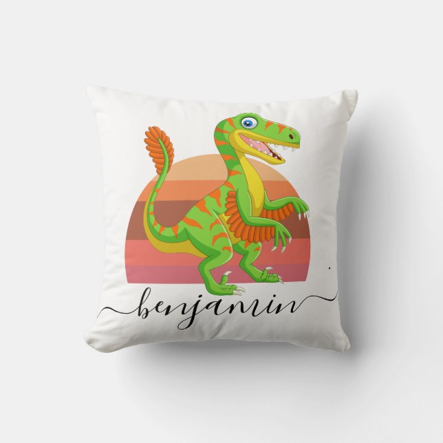 Cojín Decorativo Personalizado lindo Dosaurio personalizado ducha b (Anverso)