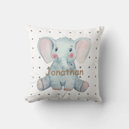 Cojín Decorativo Personalizado lindo elefante polka pega los niños 