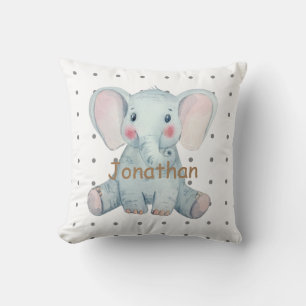 Cojín Decorativo Personalizado lindo elefante polka pega los niños