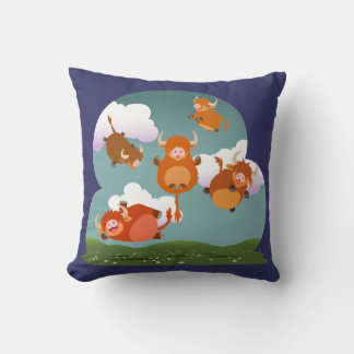 Cojín Decorativo Personalizado lindo Levitando Vacas Altas Pillow