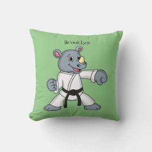 Cojín Decorativo Personalizado lindo rhino kung fu personalizado