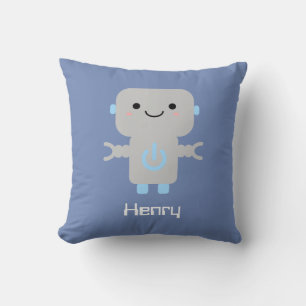 Cojín Decorativo Personalizado lindo Robot Blue