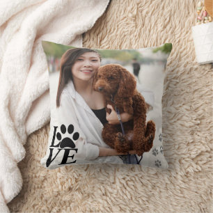 Cojín Decorativo Personalizado LOVE Paw Imprimir Perro Lover Pillow