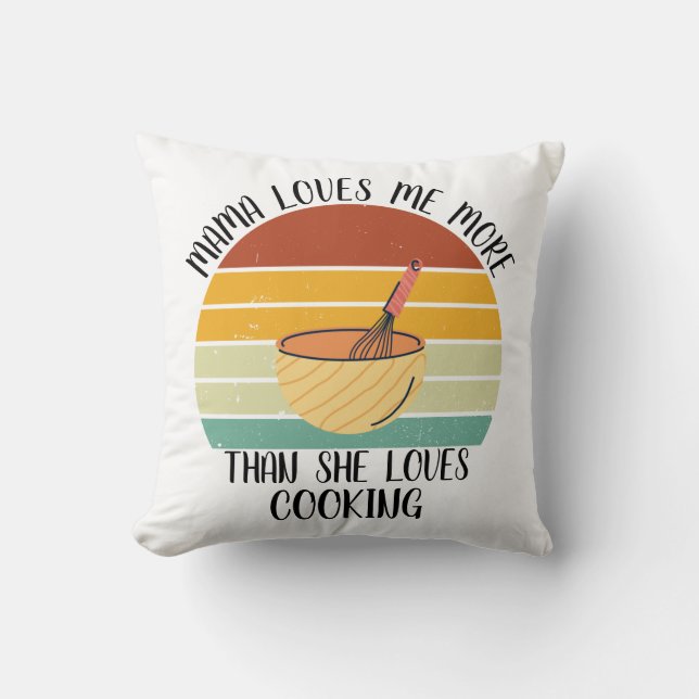 Cojín Decorativo PERSONALIZADO Mamá Me Ama Más Que A Cocinar (Anverso)