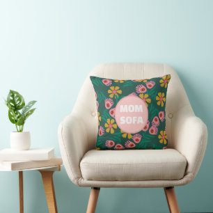 Cojín Decorativo Personalizado mamá sofá flores bonito verde lindo 