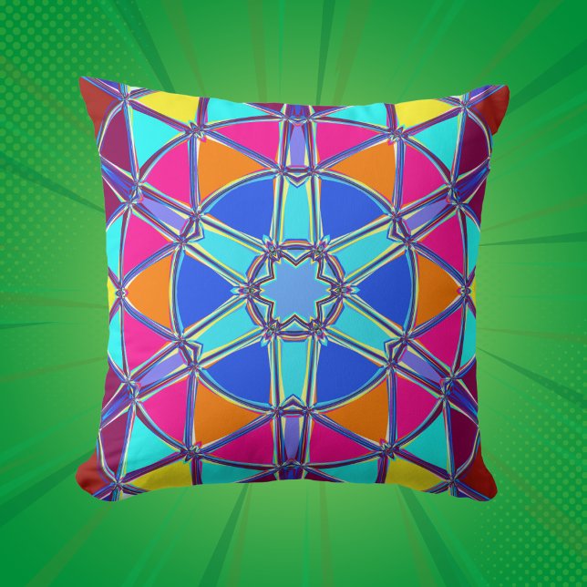 Cojín Decorativo Personalizado Mandala azul amarillo rosa y Naranja (Subido por el creador)