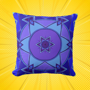 Cojín Decorativo Personalizado Mandala Azul y Púrpura