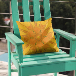 Cojín Decorativo Personalizado Mandala Flor Amarillo