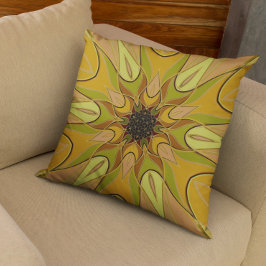 Cojín Decorativo Personalizado Mandala Flor Amarillo y Verde