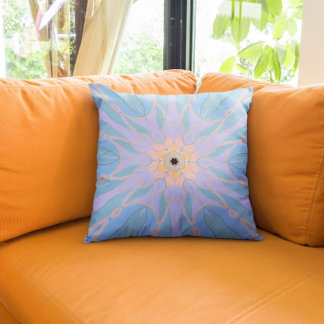 Cojín Decorativo Personalizado Mandala Flor azul y amarillo