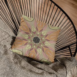 Cojín Decorativo Personalizado Mandala Flor Naranja rojo y amarillo