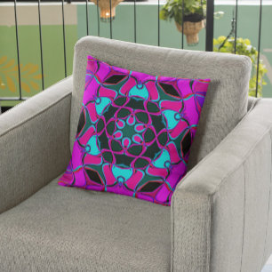 Cojín Decorativo Personalizado Mandala Flor rosa y azul