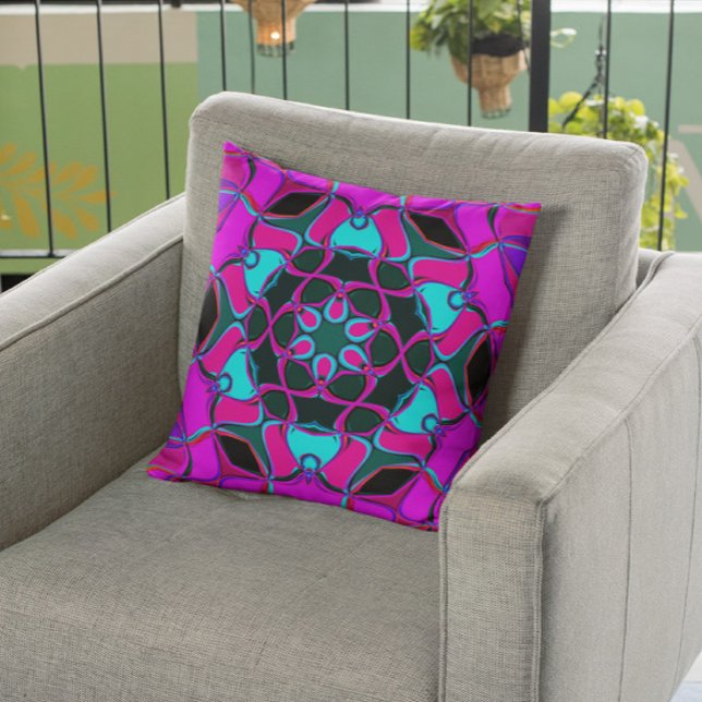 Cojín Decorativo Personalizado Mandala Flor rosa y azul (Subido por el creador)